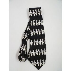 Addiction Silk Tie Mens Black White Pillsburry Dough Boy Hand Made Fun Graphic